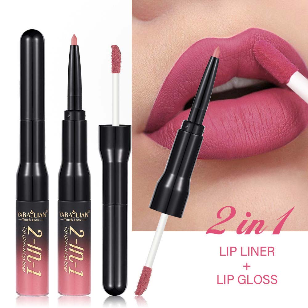 2 in 1 Lip Liner Liquid Sets Lip Stain Waterproof Makeup1