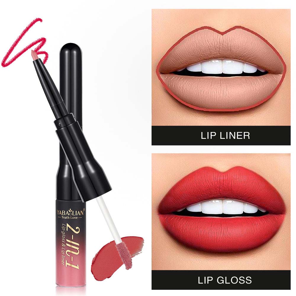 2 in 1 Lip Liner Liquid Sets Lip Stain Waterproof Makeup2