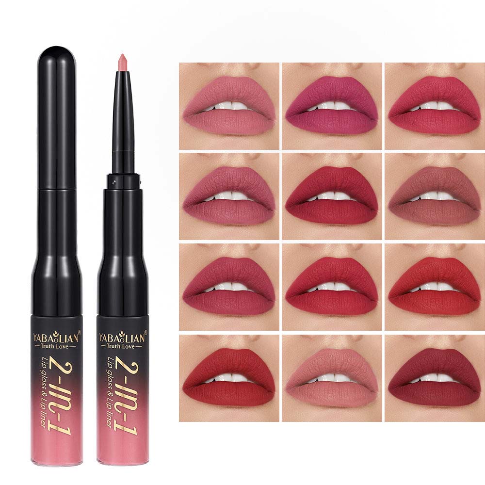 2 in 1 Lip Liner Liquid Sets Lip Stain Waterproof Makeup3
