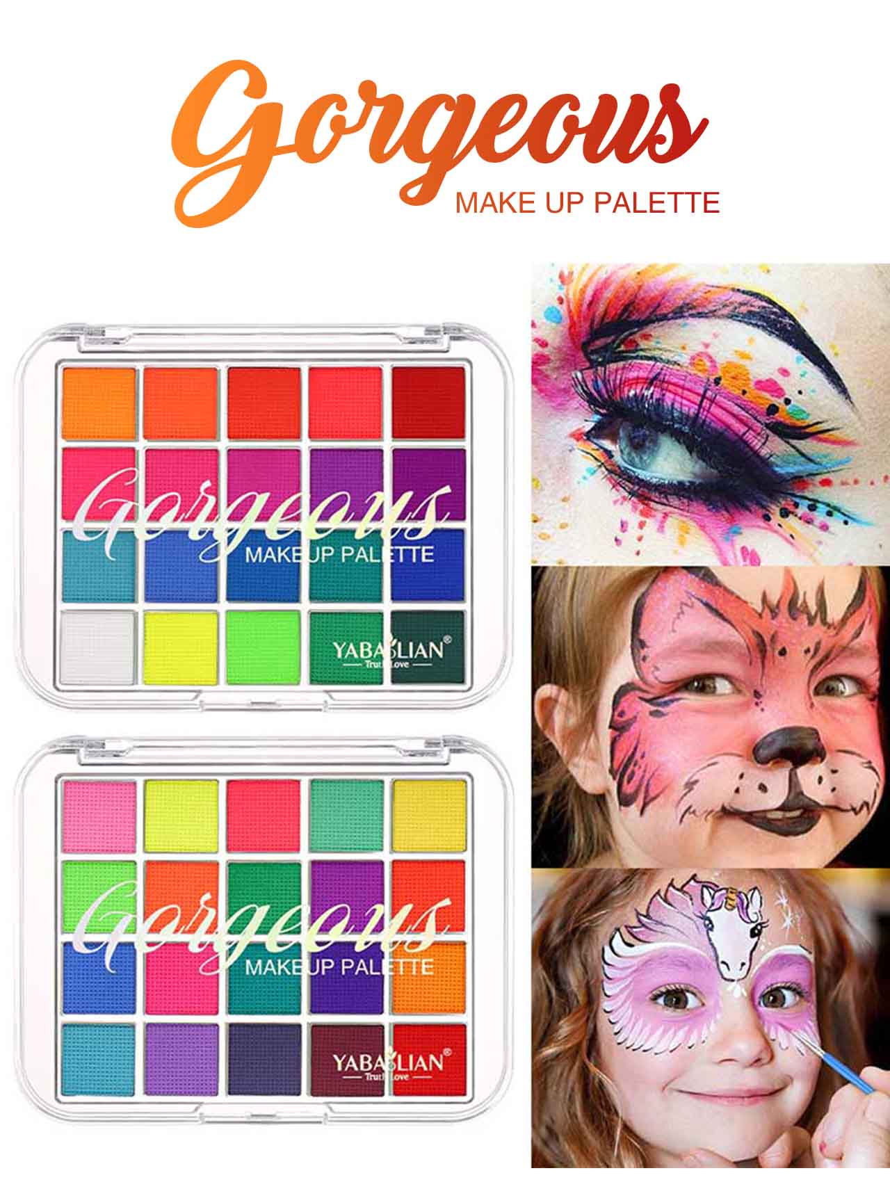 YABAOLIAN 20 Colors Face Body Paint Palette Beauty
