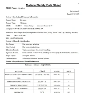 msds Lip gloss