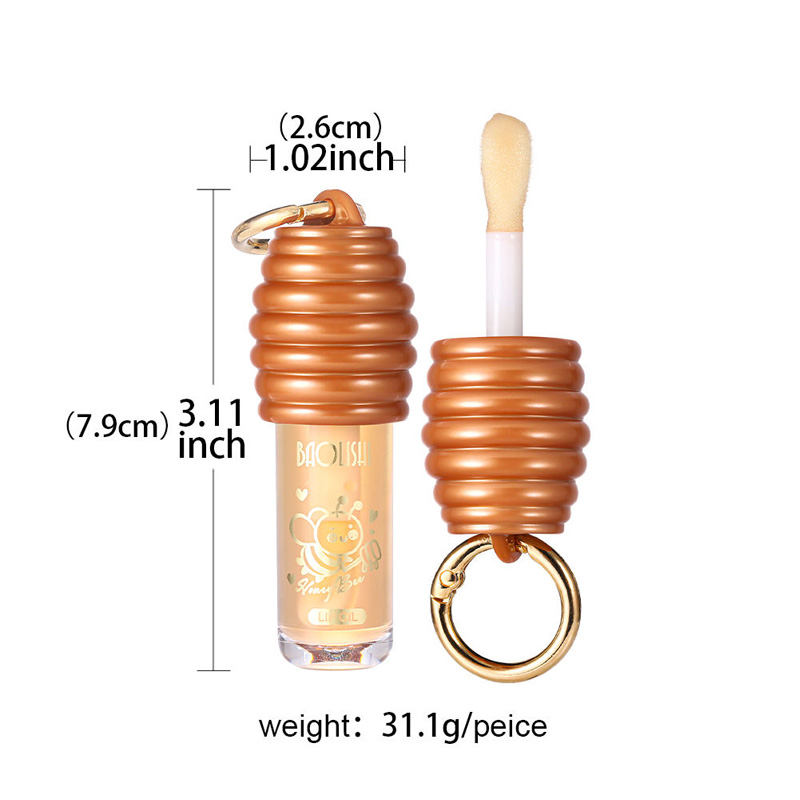 Honey Hydrating Lip Oil,Cute Lip Gloss Keychain