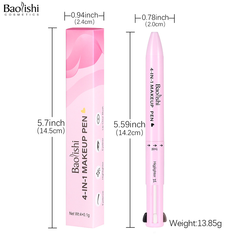 4 in 1 Makeup Pen, Eyeliner, Lip Liner, Brow Pencil, and Highlighter in One Pencil