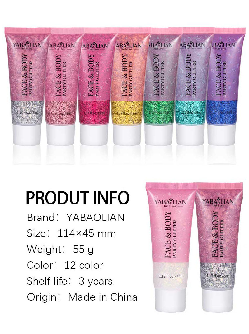 Y93 large tube contains 45ml body glitter gel