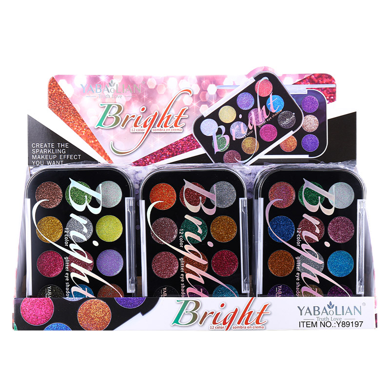 y89197 Pressed Glitter Eyeshadow Palette 12 Color